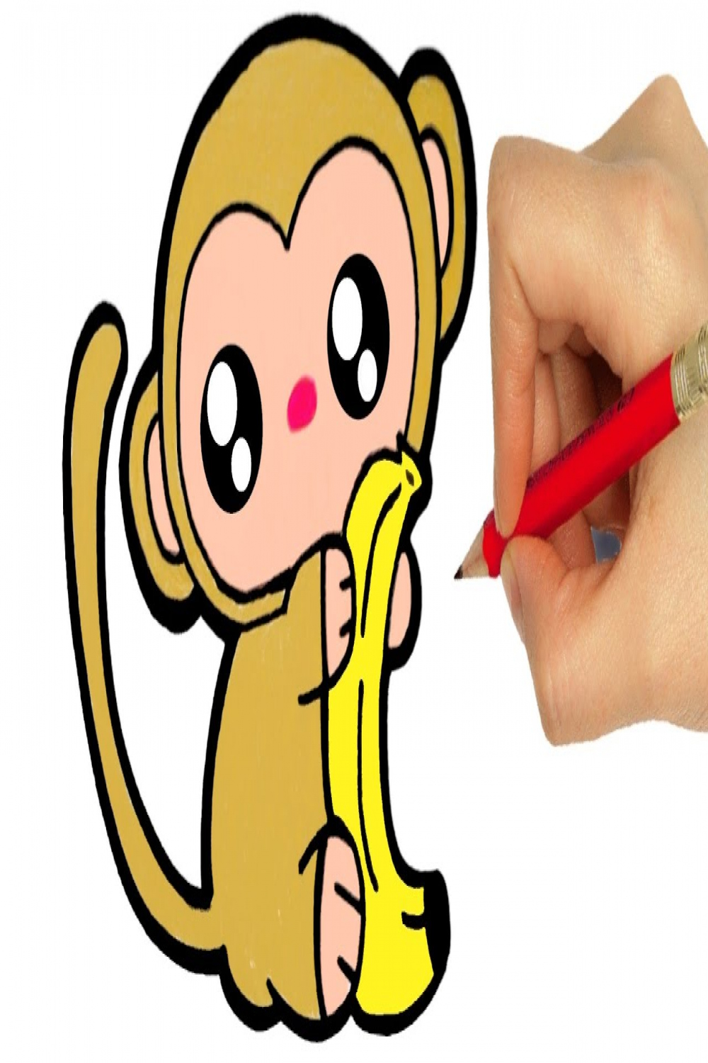 DRAWING MONKEY kawaii easy step by step