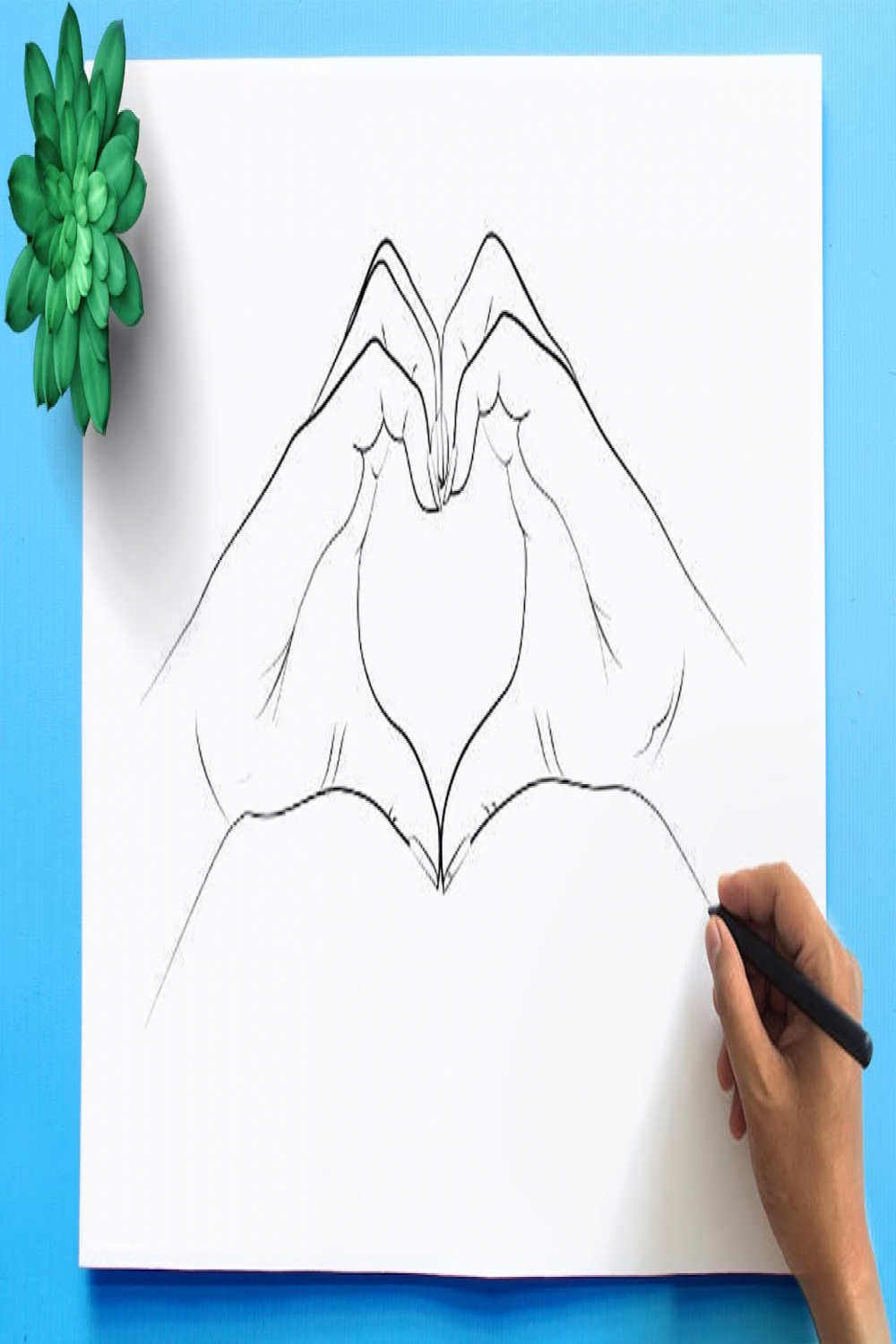 Drawing of Making Heart Sign with two hands  How to Draw a Heart Hands