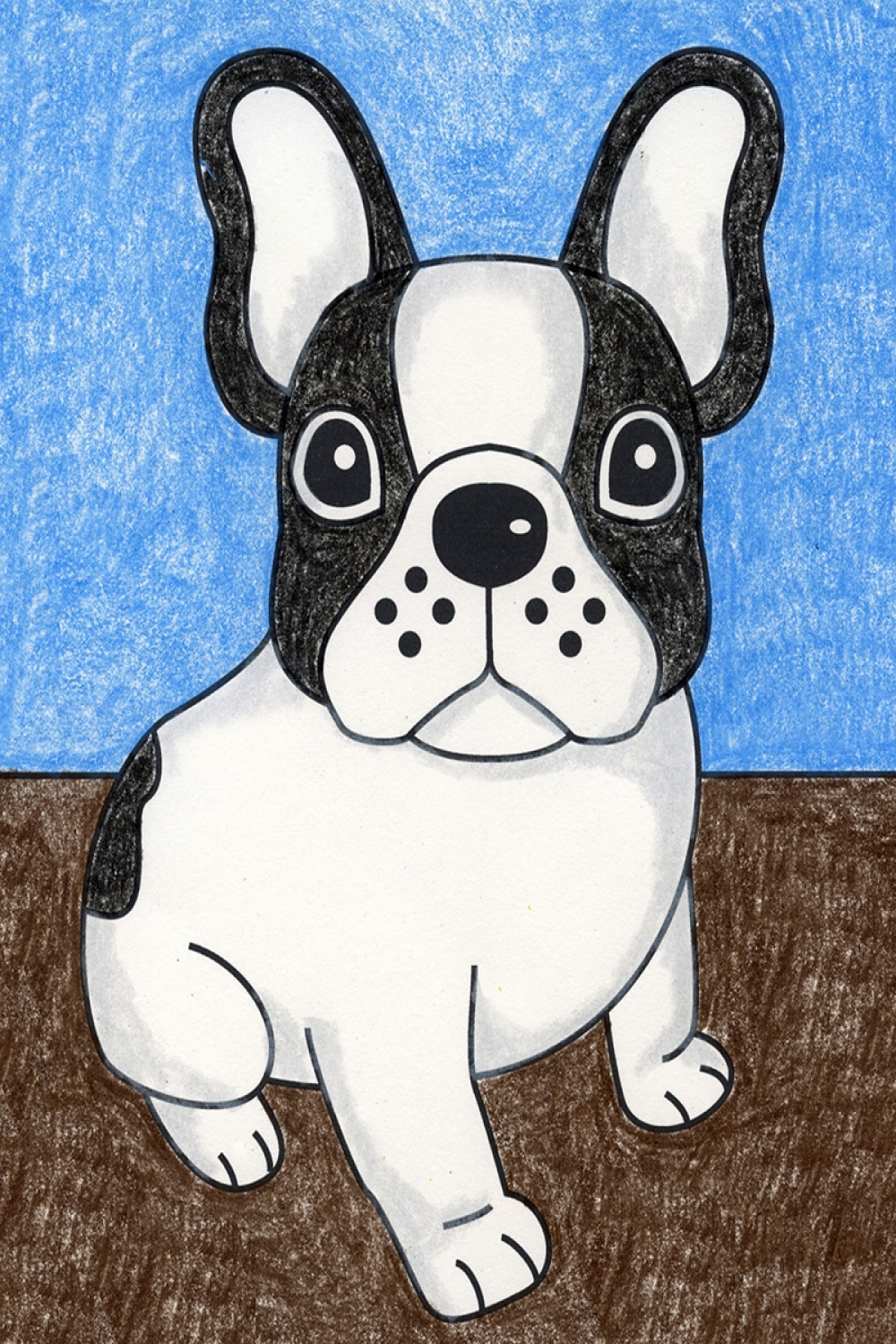 Easy How to Draw a French Bulldog Tutorial and Bulldog Coloring Page