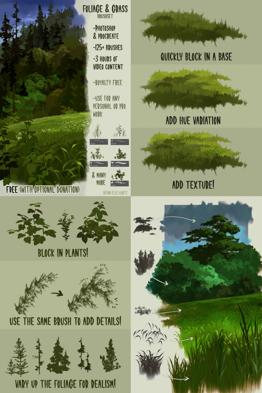 Free Foliage + Grass Brushset by TamberElla on DeviantArt