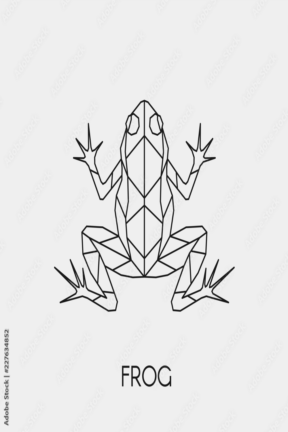 Geometric frog. Polygonal linear abstract animal