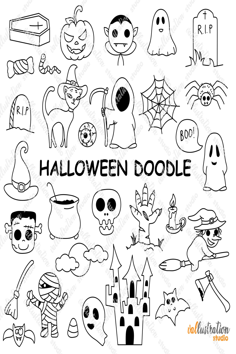 Halloween-Doodle, Monster, Vampir, Geist, Oktober, beängstigend,  transparent, SVG, PNG Cricut DI