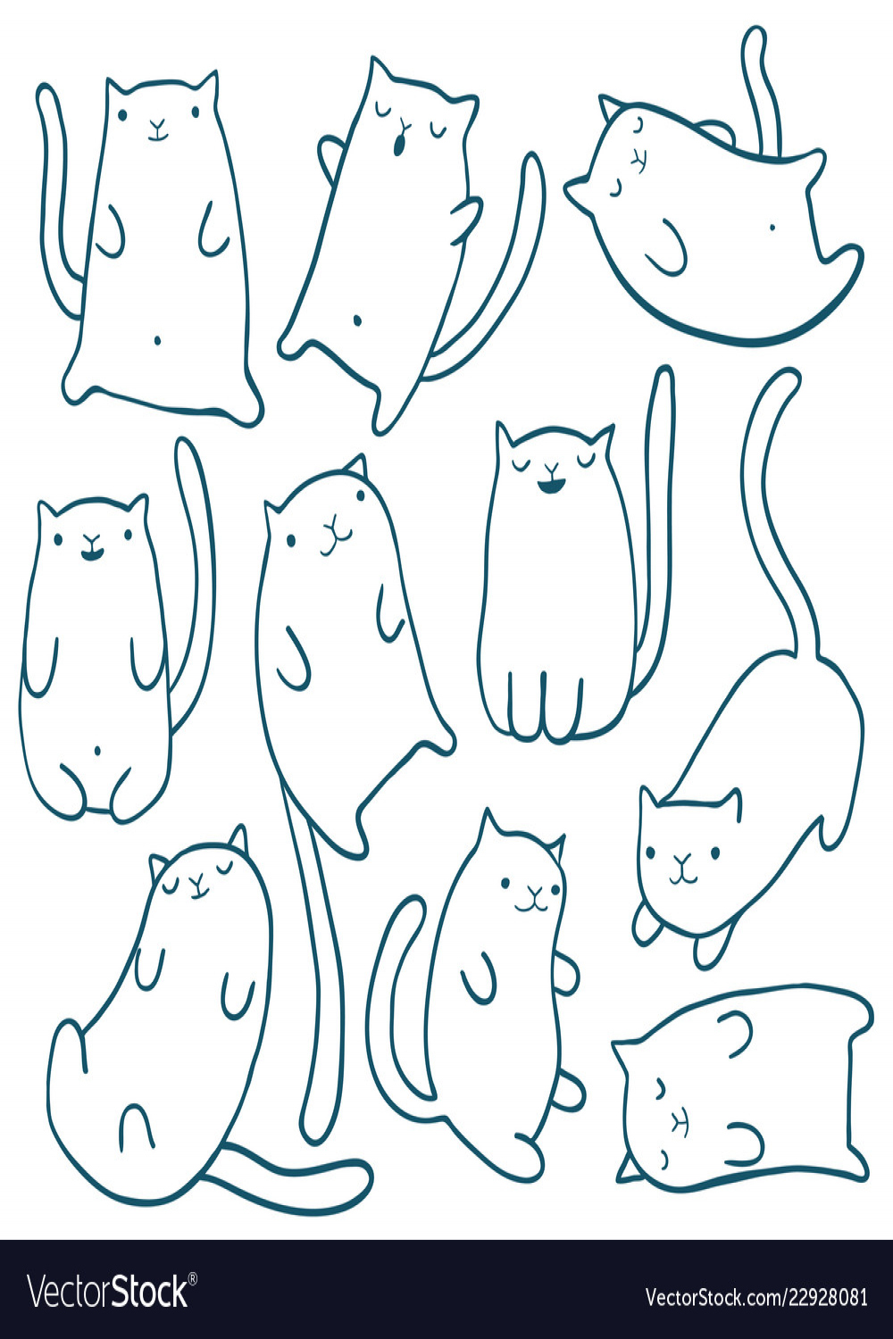 Hand draw funny cats Royalty Free Vector Image