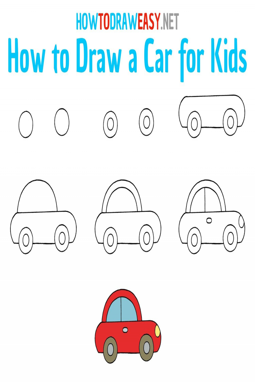 How to Draw a Car for Kids Step by Step  Car drawing kids