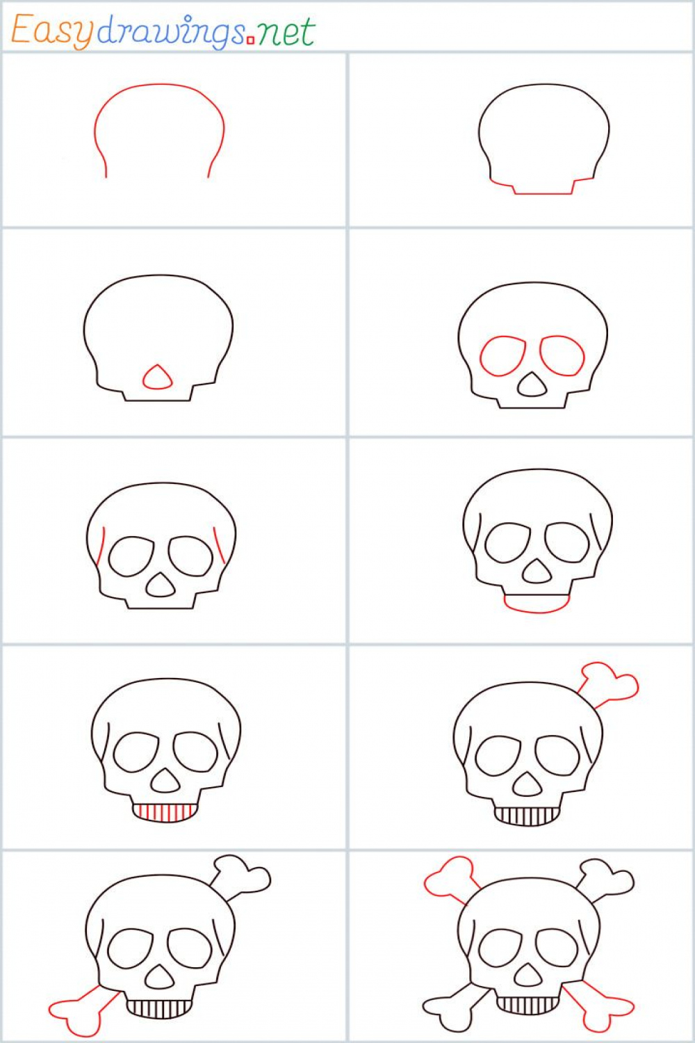 How to draw a Skull step by step - [ Easy Phase]  Como dibujar