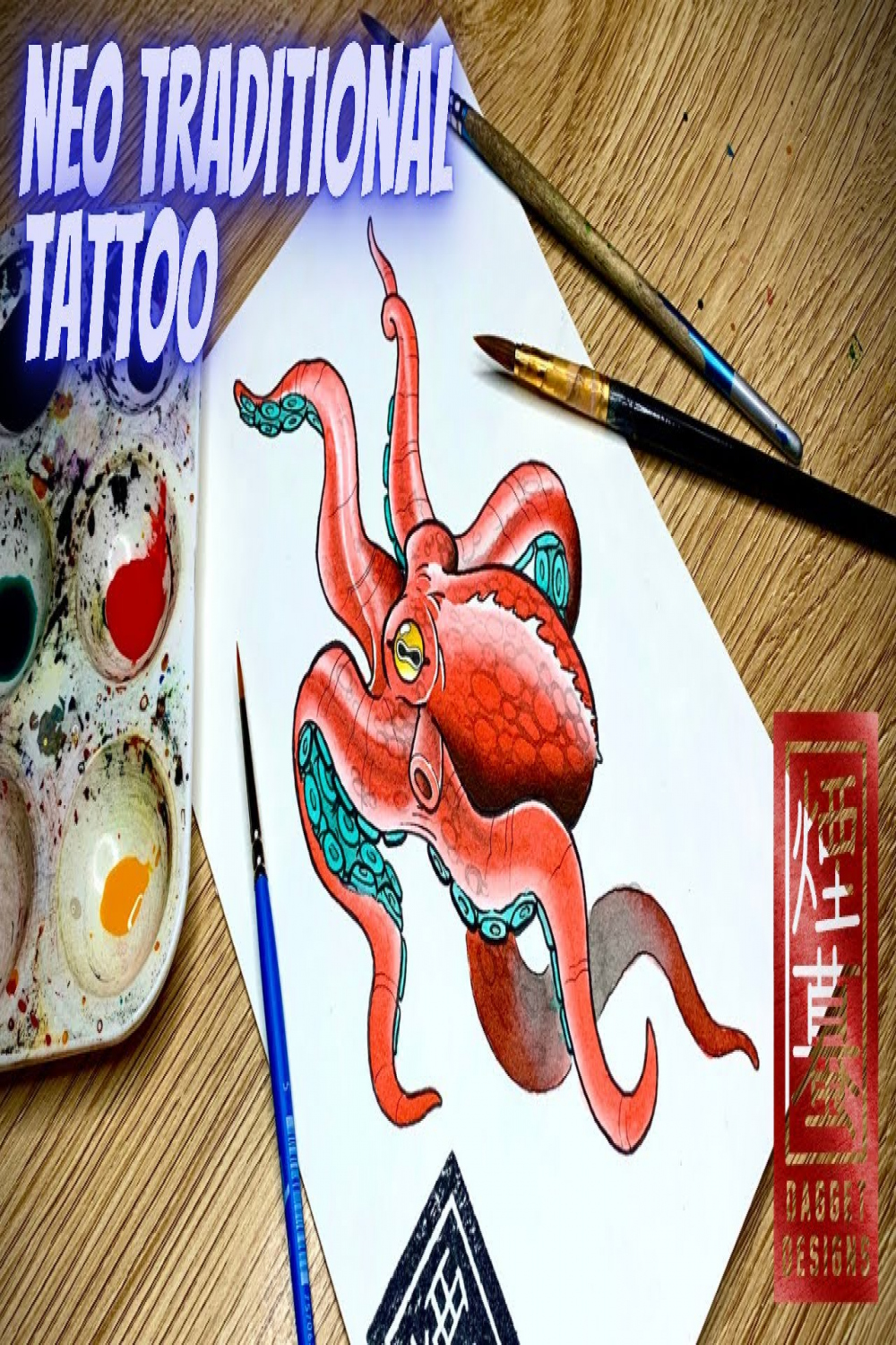 How to draw an Octopus tattoo design (neo traditional tattoo