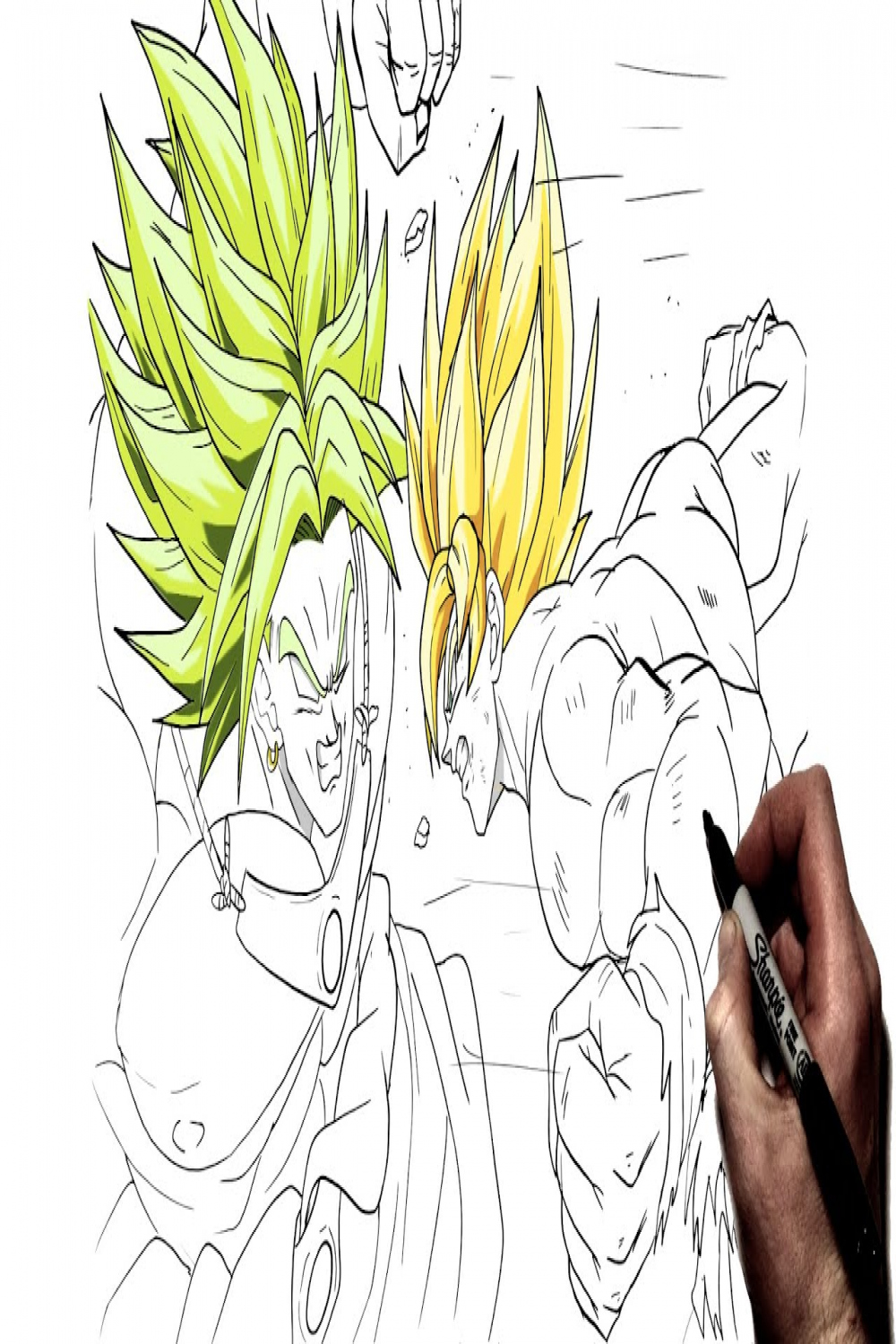 How To Draw Broly LSSJ vs Goku SSJ  Step By Step  Dragon Ball