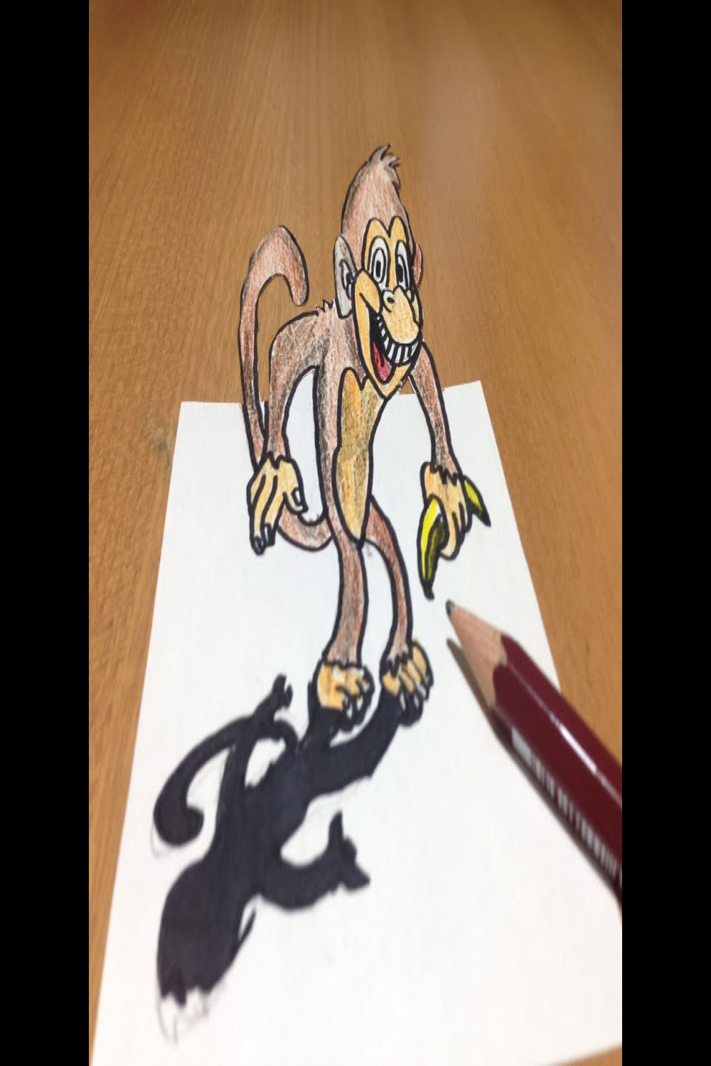 How to Draw D Monkey on Paper, Trick Art - Time Lapse