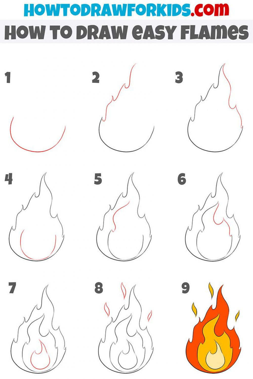 How to Draw Flames  Easy drawings, Drawing flames, Fire drawing