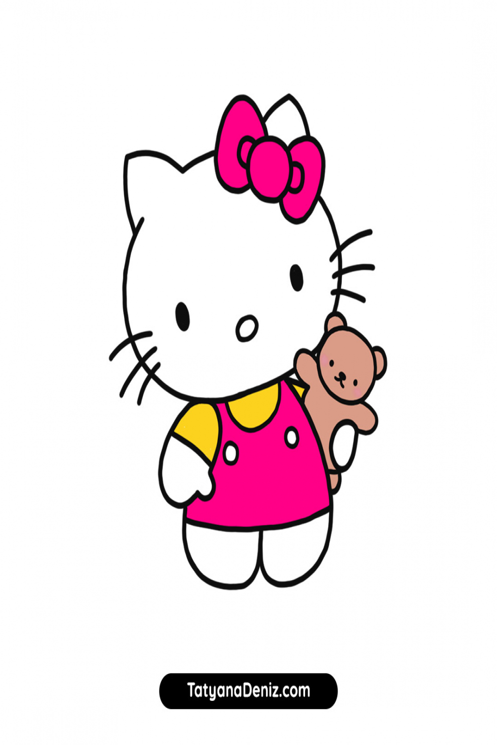 How to draw Hello Kitty step-by-step with simple and easy drawing