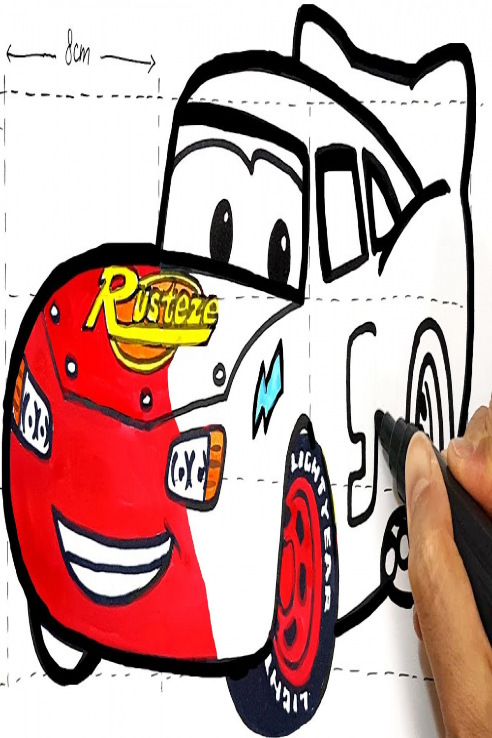 How to draw LIGHTNING McQUEEN Disney Pixar CARS