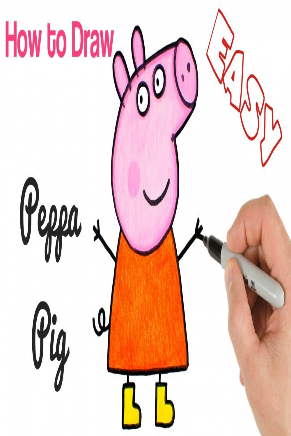 How to Draw Peppa Pig  Cartoon Drawings for beginners  Art Tutorial