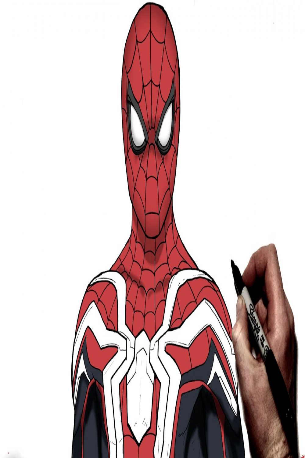 How To Draw Spiderman Integrated Suit  Step By Step  Marvel