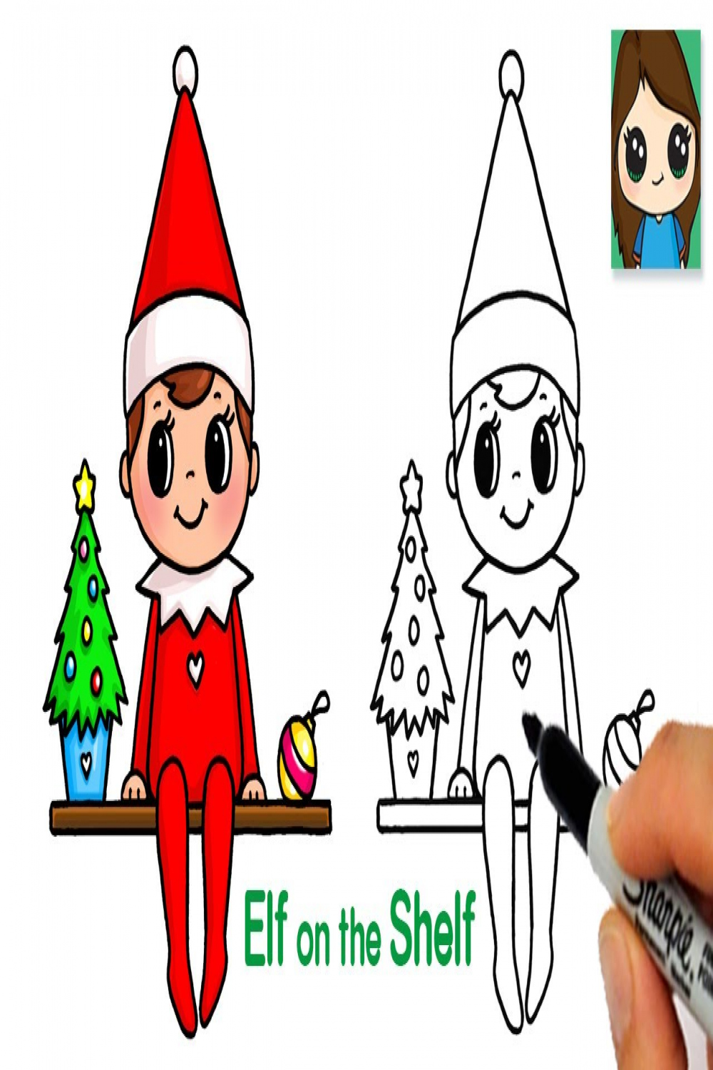 How to Draw the ELF on the SHELF Easy 🎄Cute Christmas Art