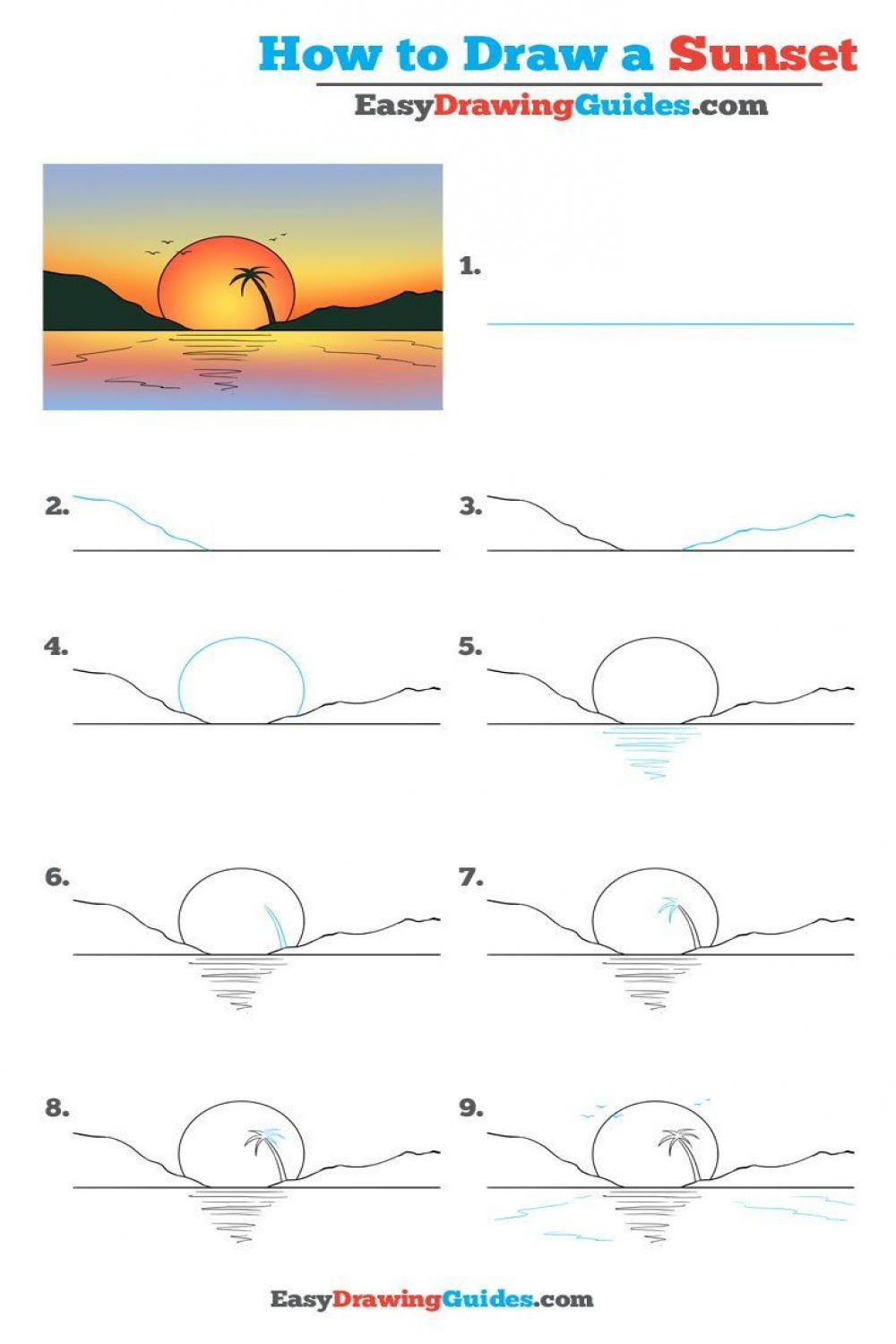 Learn How to Draw a Sunset: Easy Step-by-Step Drawing Tutorial for