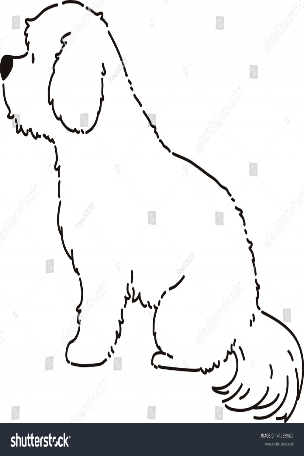 Maltese Dog Outlines No Color Stock Vector (Royalty Free