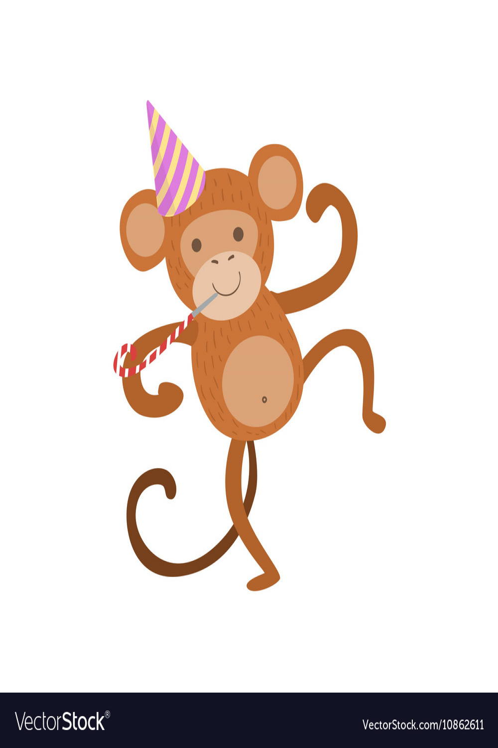 Monkey cute animal character attending birthday Vector Image