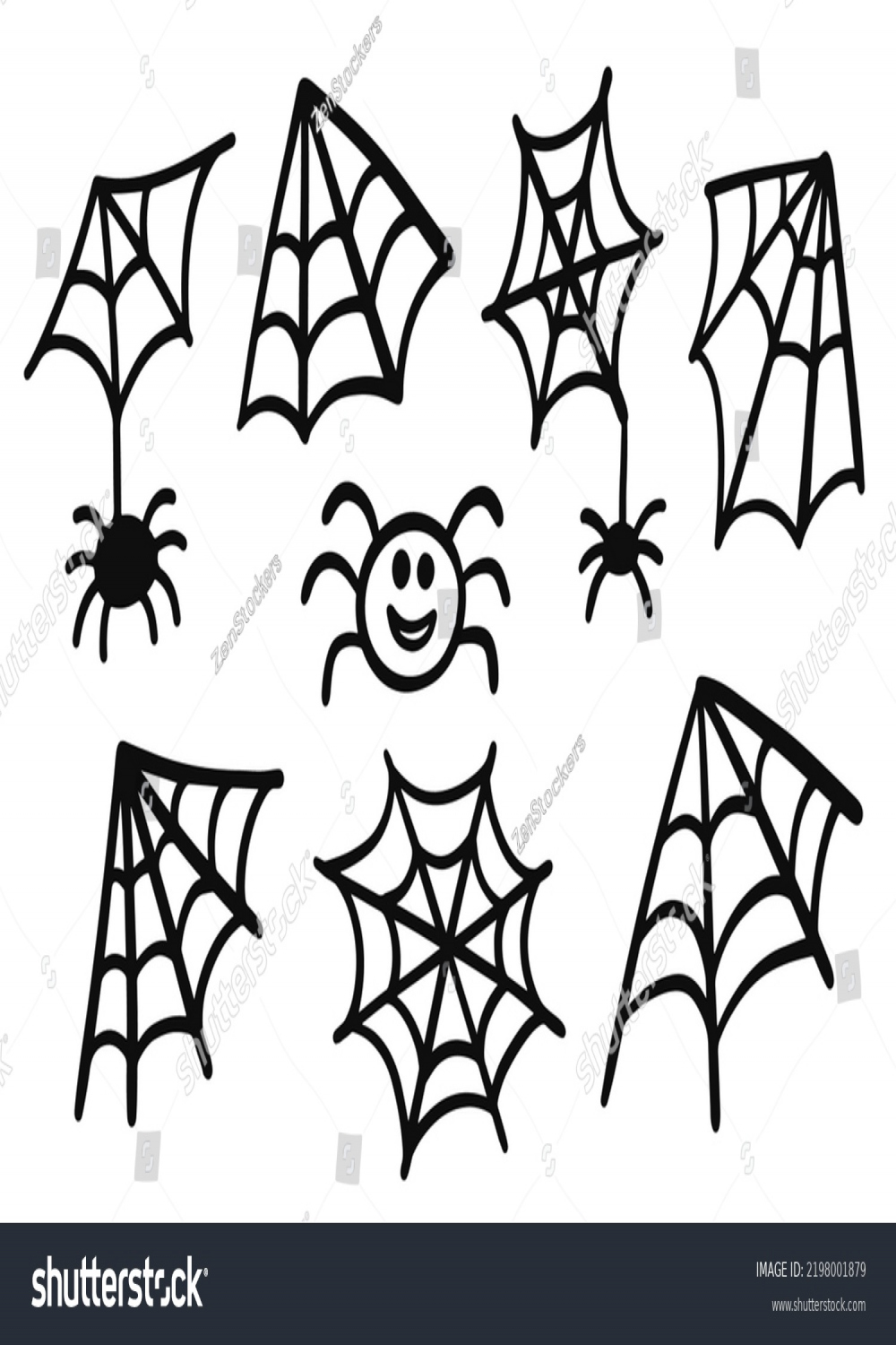 Monochrome Cobweb Spider Web Doodle Icons: เวกเตอร์สต็อก (ปลอดค่า