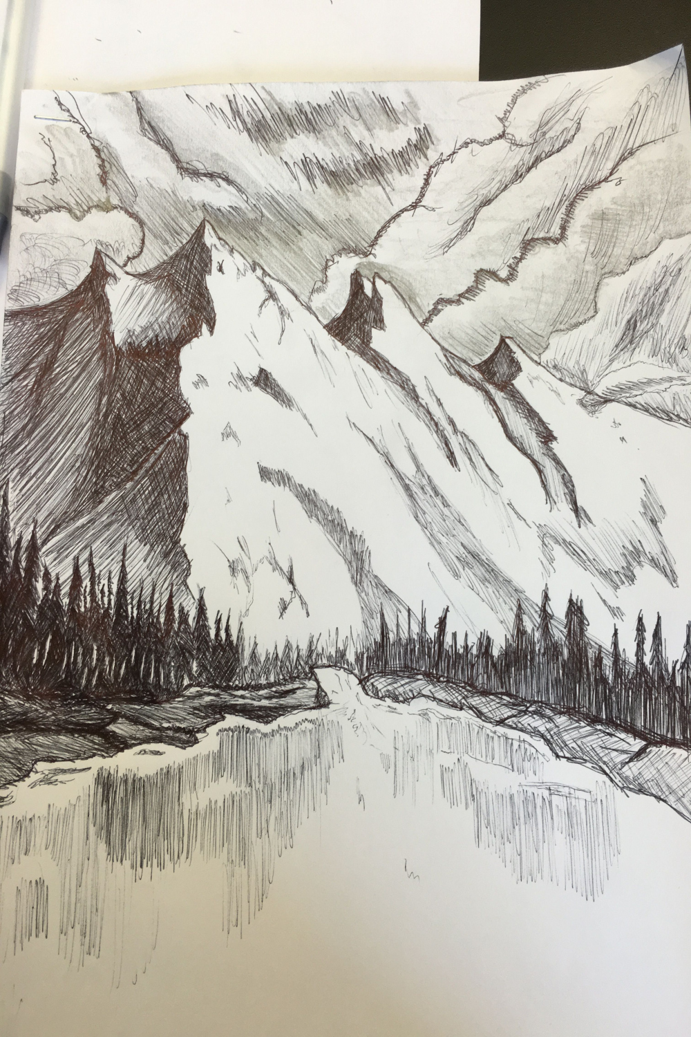 mountains #drawing  Nature art drawings, Landscape drawings