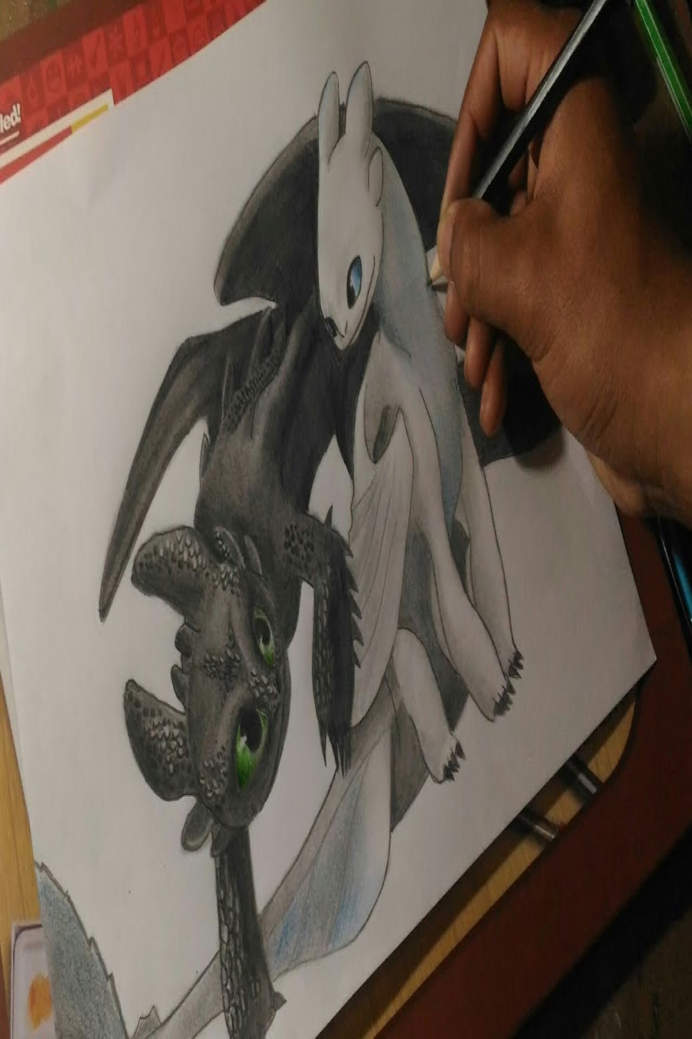 Night fury & Light fury - speed drawing / how to train your dragon  into  the hidden world