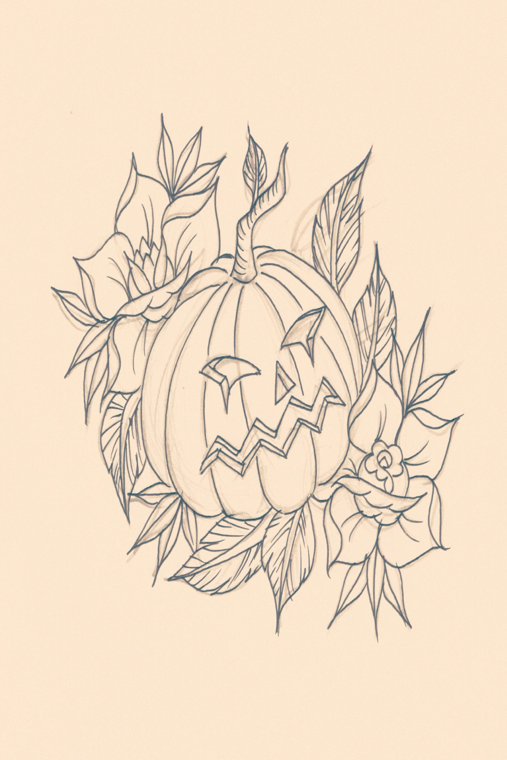 Old school Halloween pumpkin, tattoo flash Www.facebook