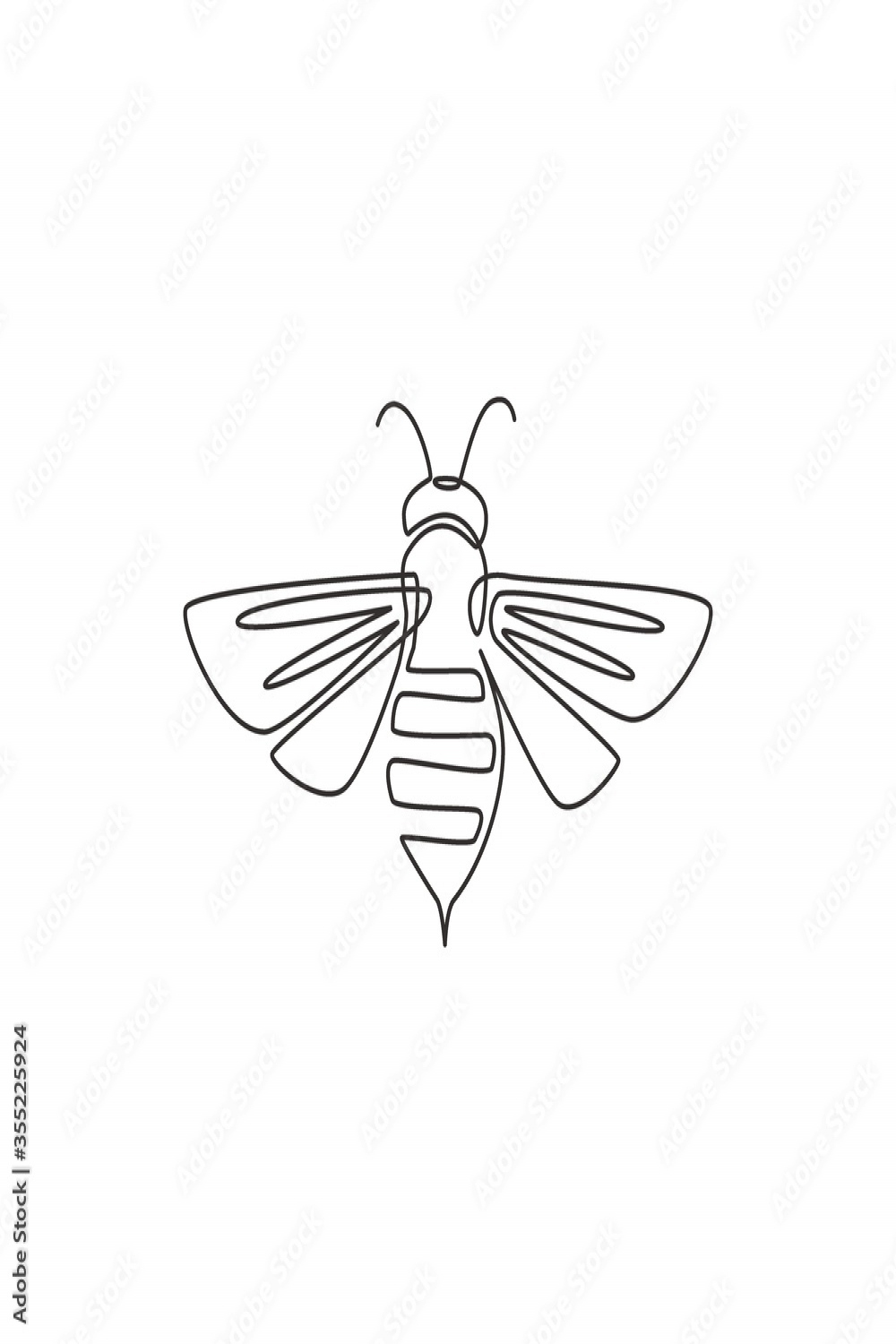 One continuous line drawing of elegant bee for company logo