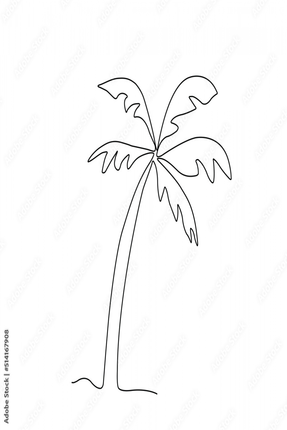 one line palm tree illustration drawing