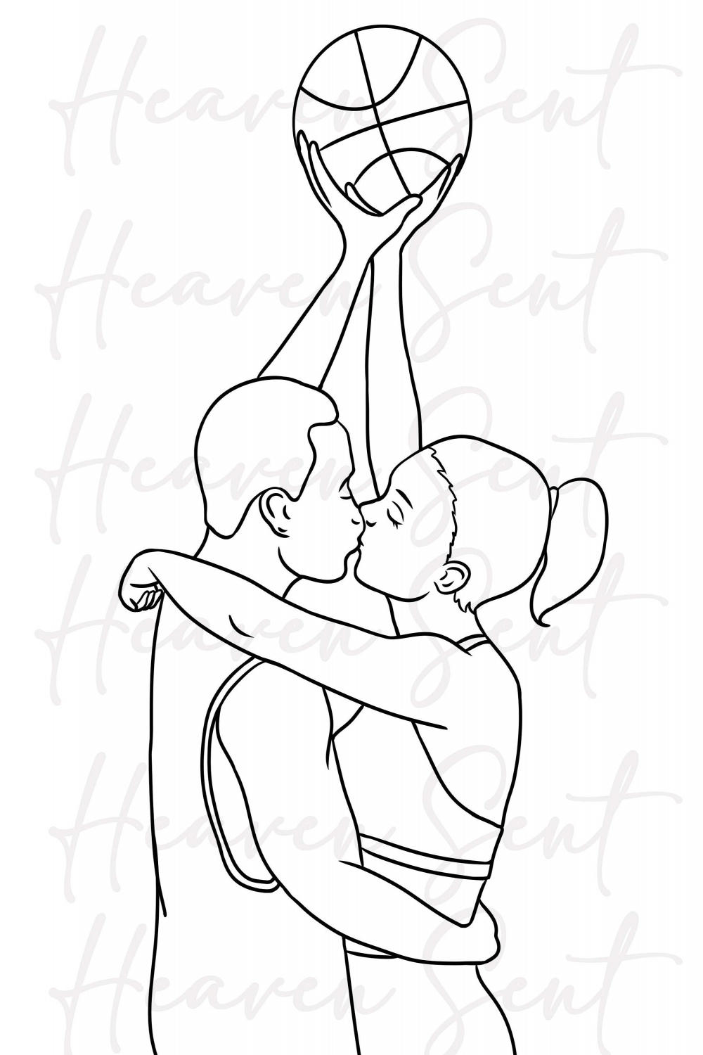 Paint and Sip, Love and Basketball, Drawing - Etsy