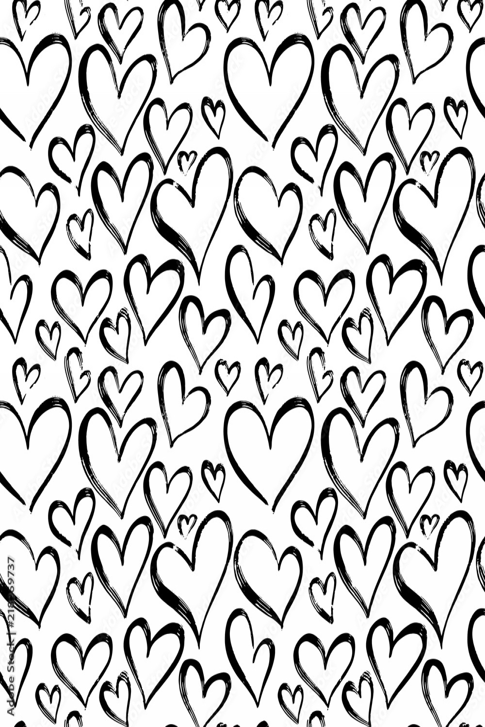 Pattern of hearts hand drawn vector sketch