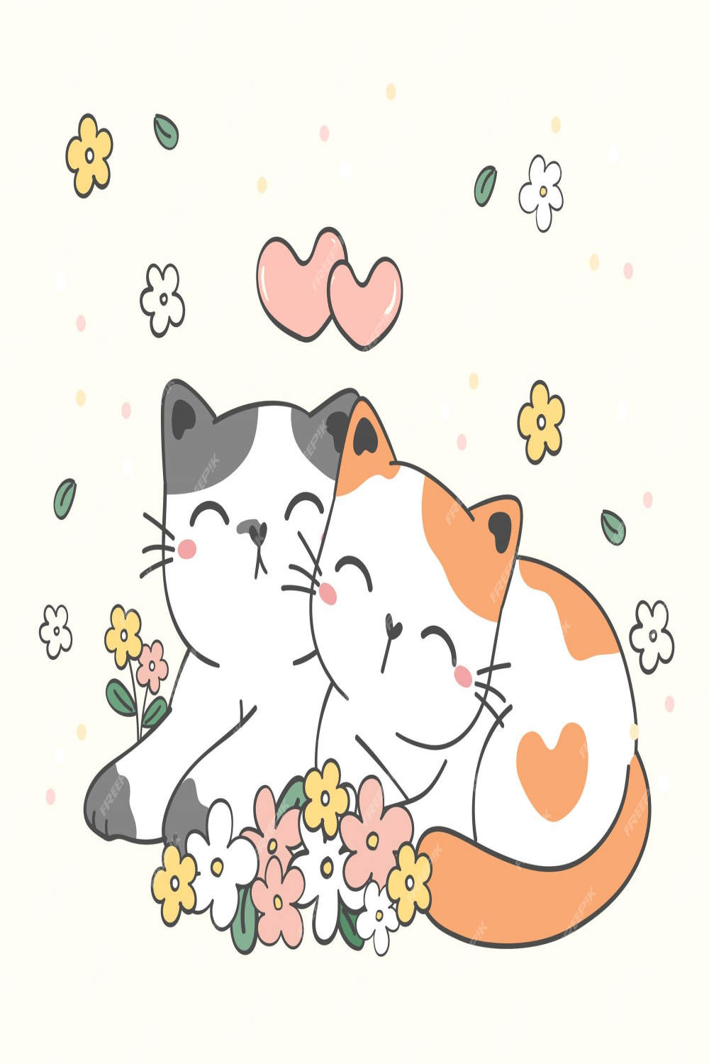 Premium Vector  Animal pet greeting card two couple lover cute