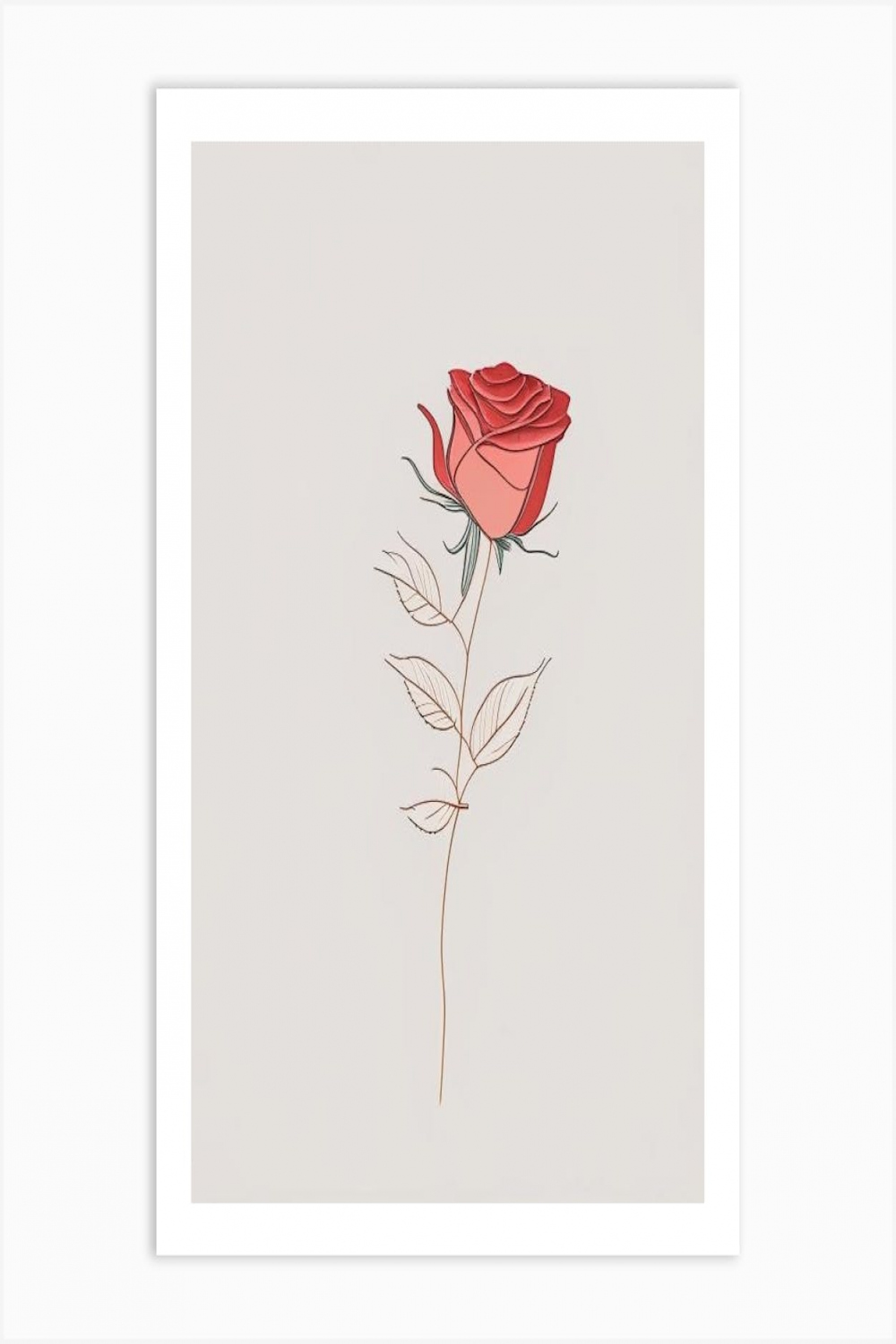 Rose Floral Minimal Line Drawing  Flower Art Print by The Artsy