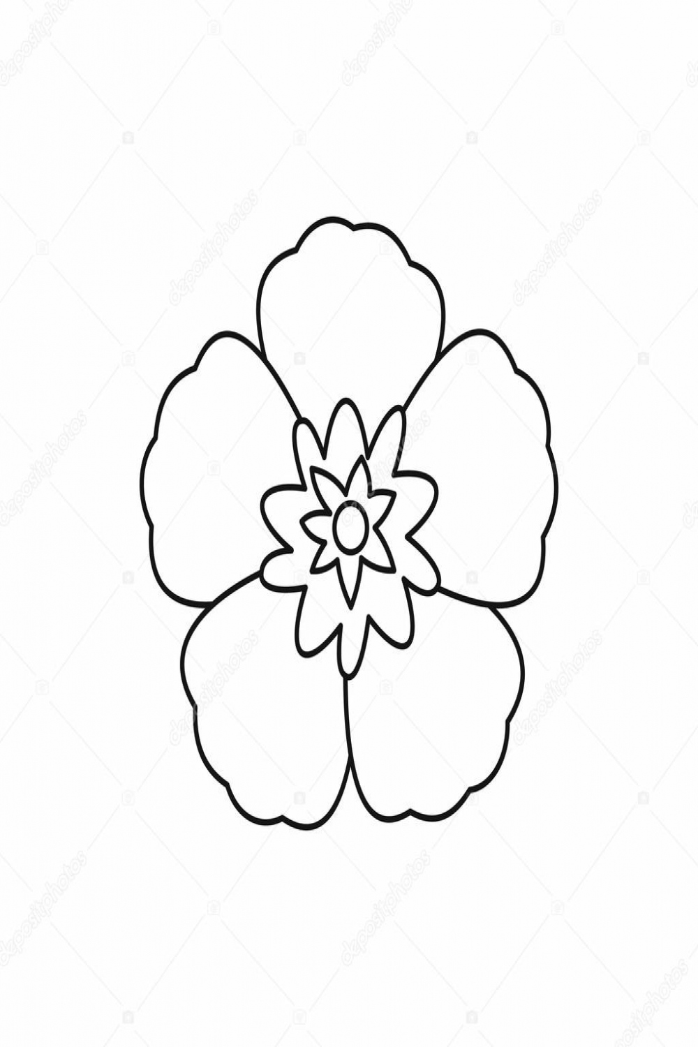 Rose of Sharon, korean flower icon, outline style Stock Vector by