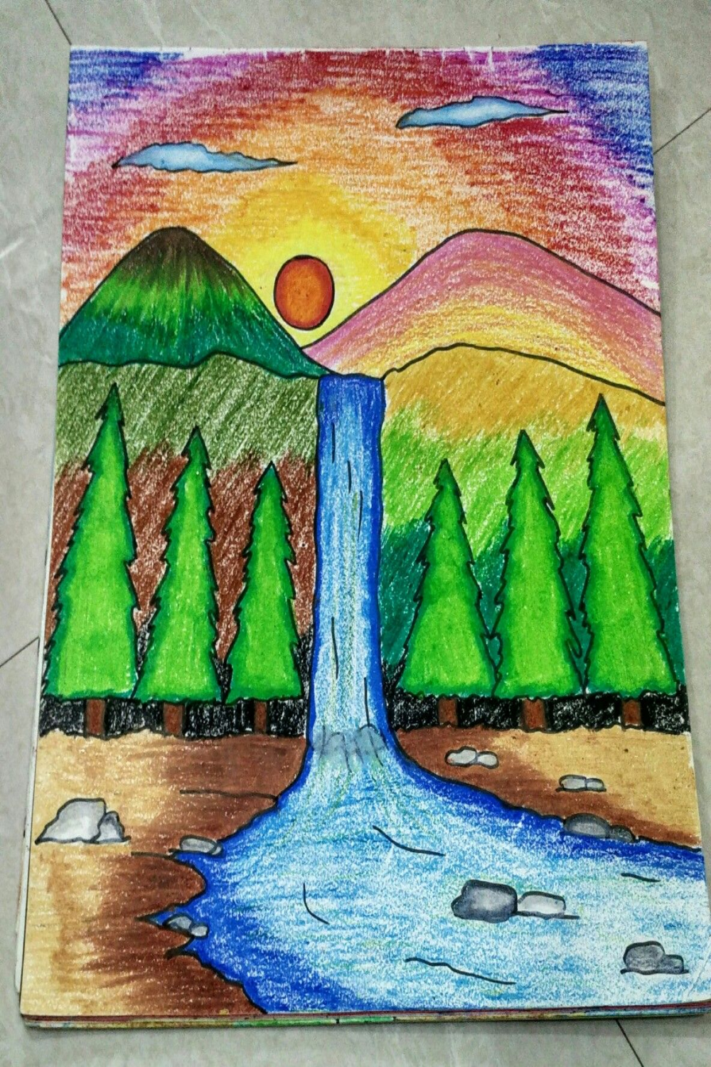 Scenery for th class ideas  art drawings for kids, easy