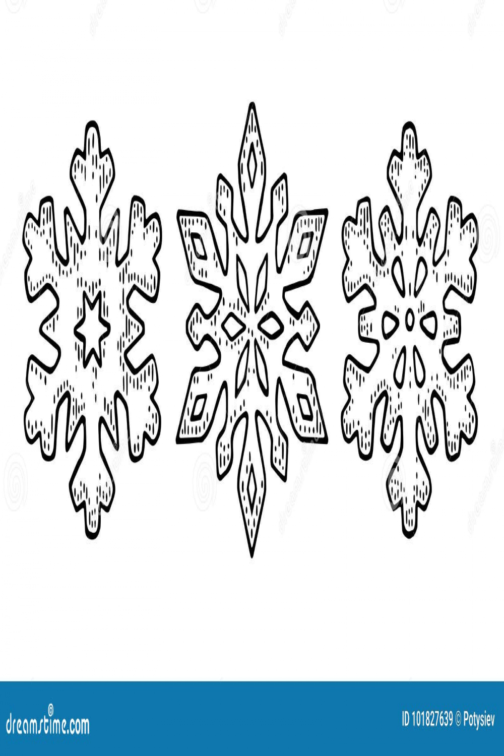 Set Snowflakes. Vector Vintage Black Engraving Illustration