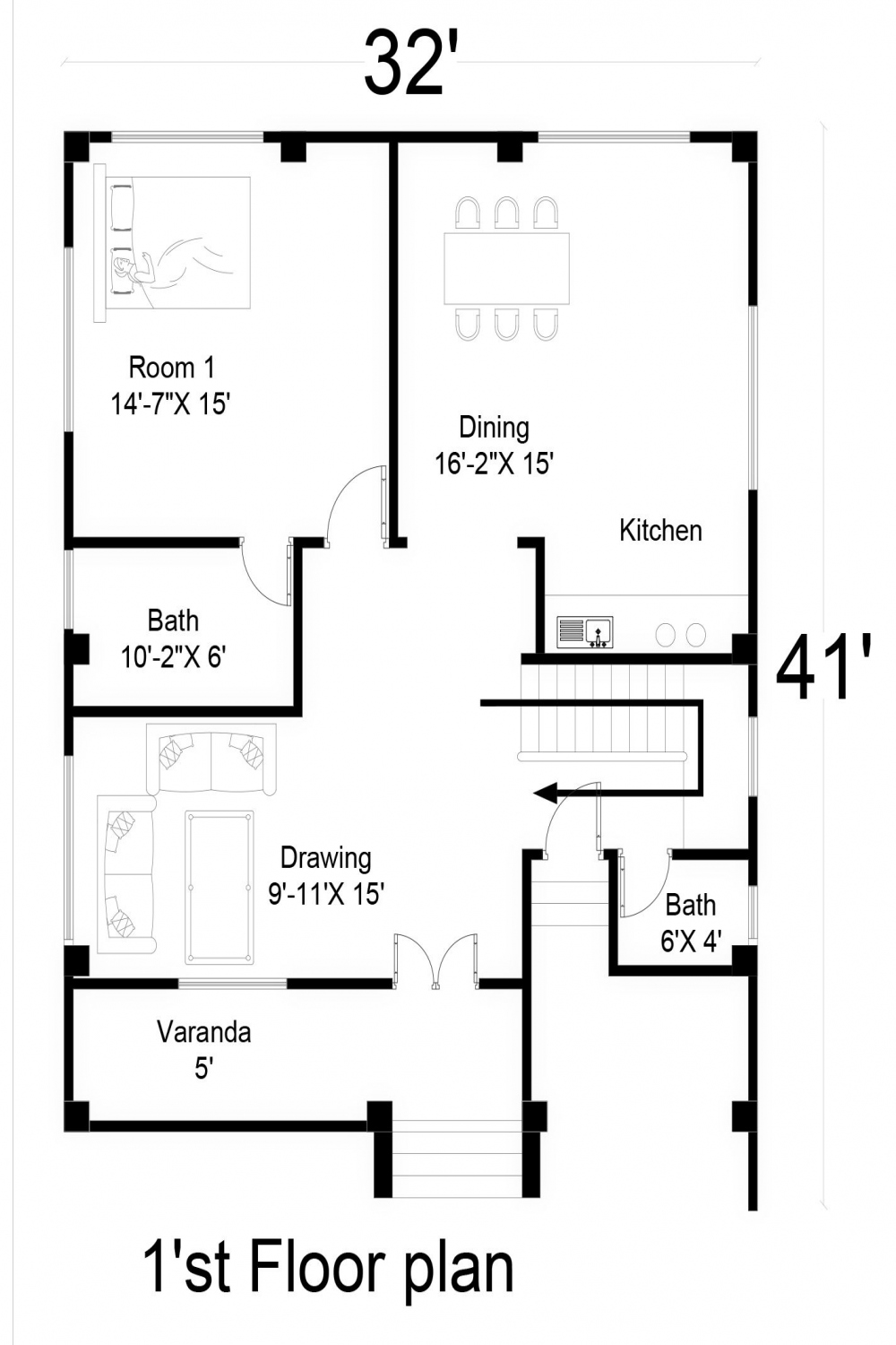 Simple  storey house design with floor plan 3