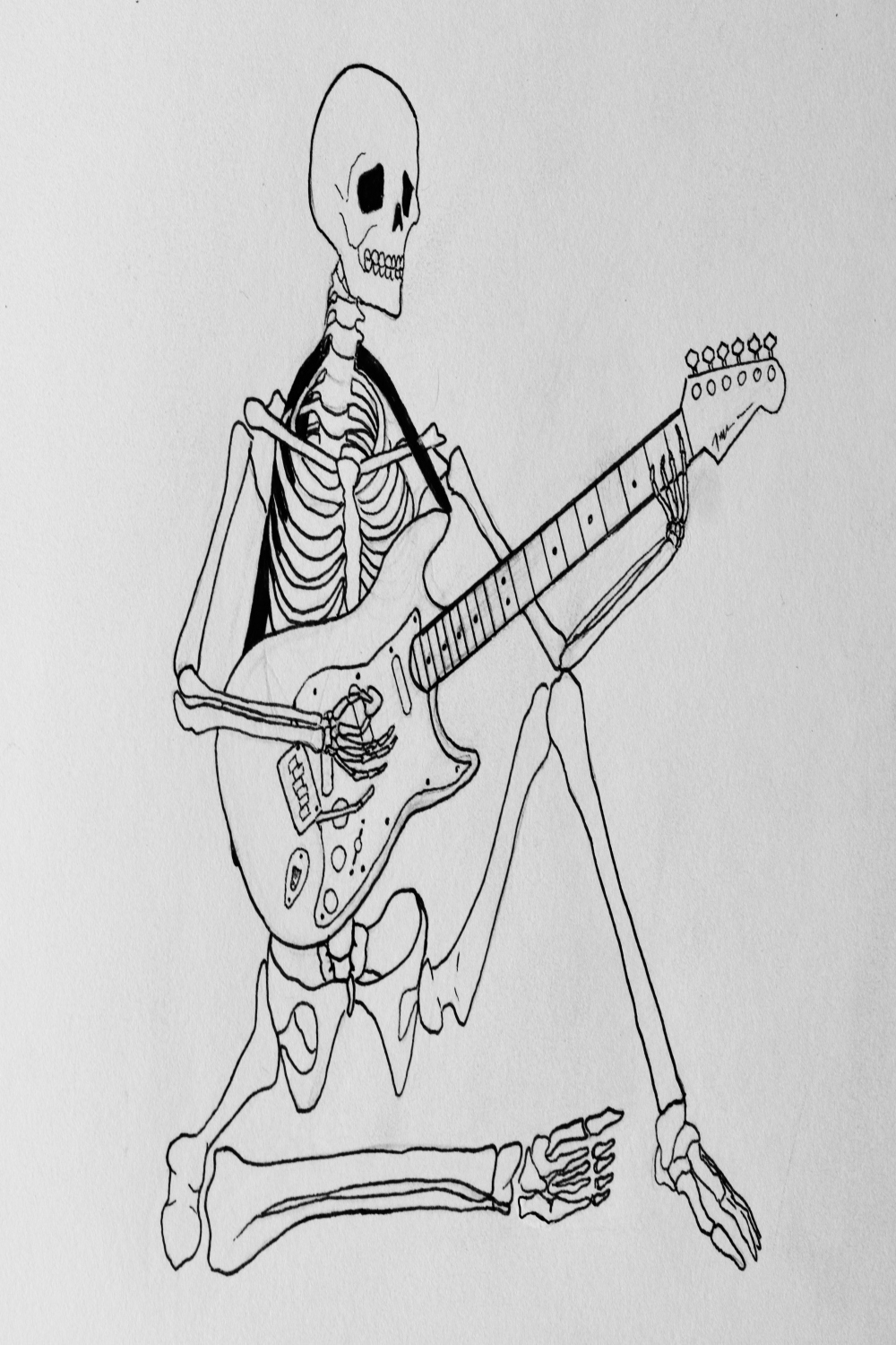 Skeleton with a guitar I drew for my friend, hope you guys enjoy