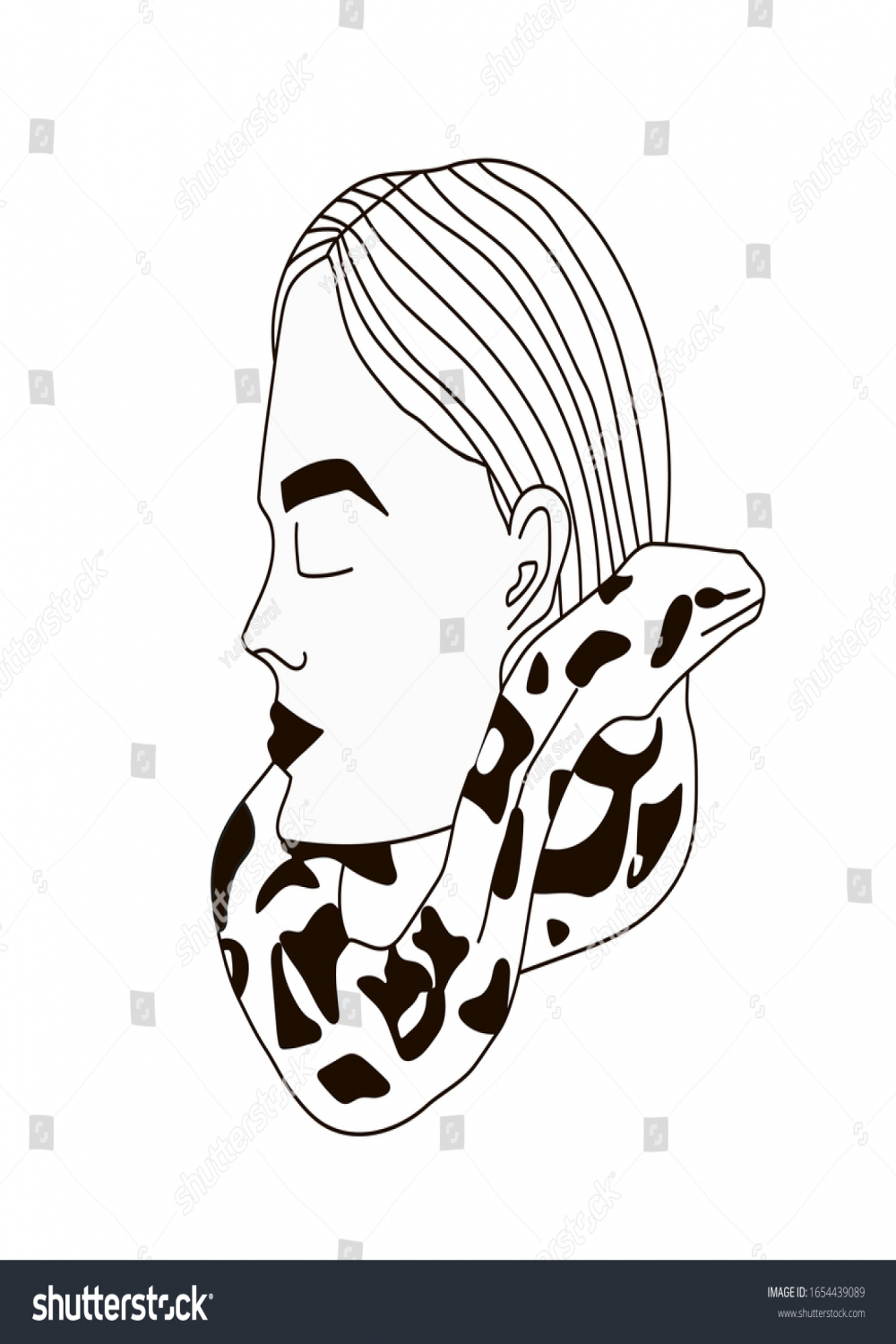 Woman Girl Snake Neck: Over  Royalty-Free Licensable Stock