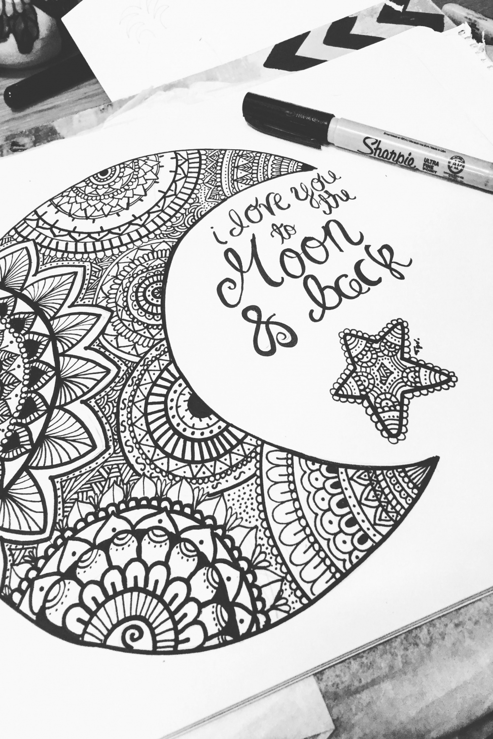 Zentangle Art Moon  Zentangle art, Moon drawing, Doodle art drawing