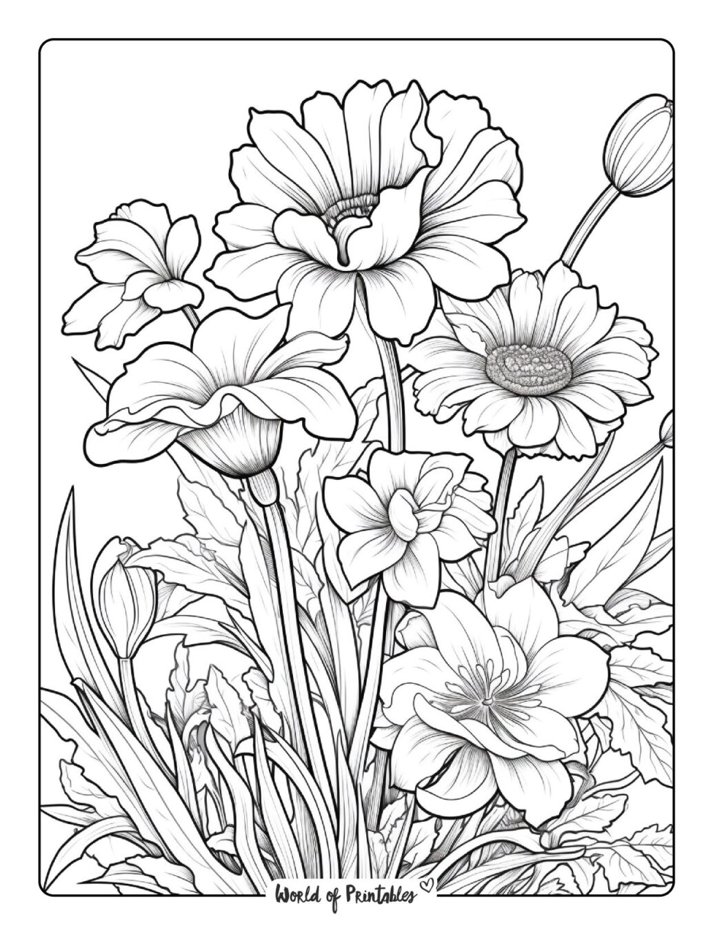 60 Printable Cute Flower Coloring Pages 49