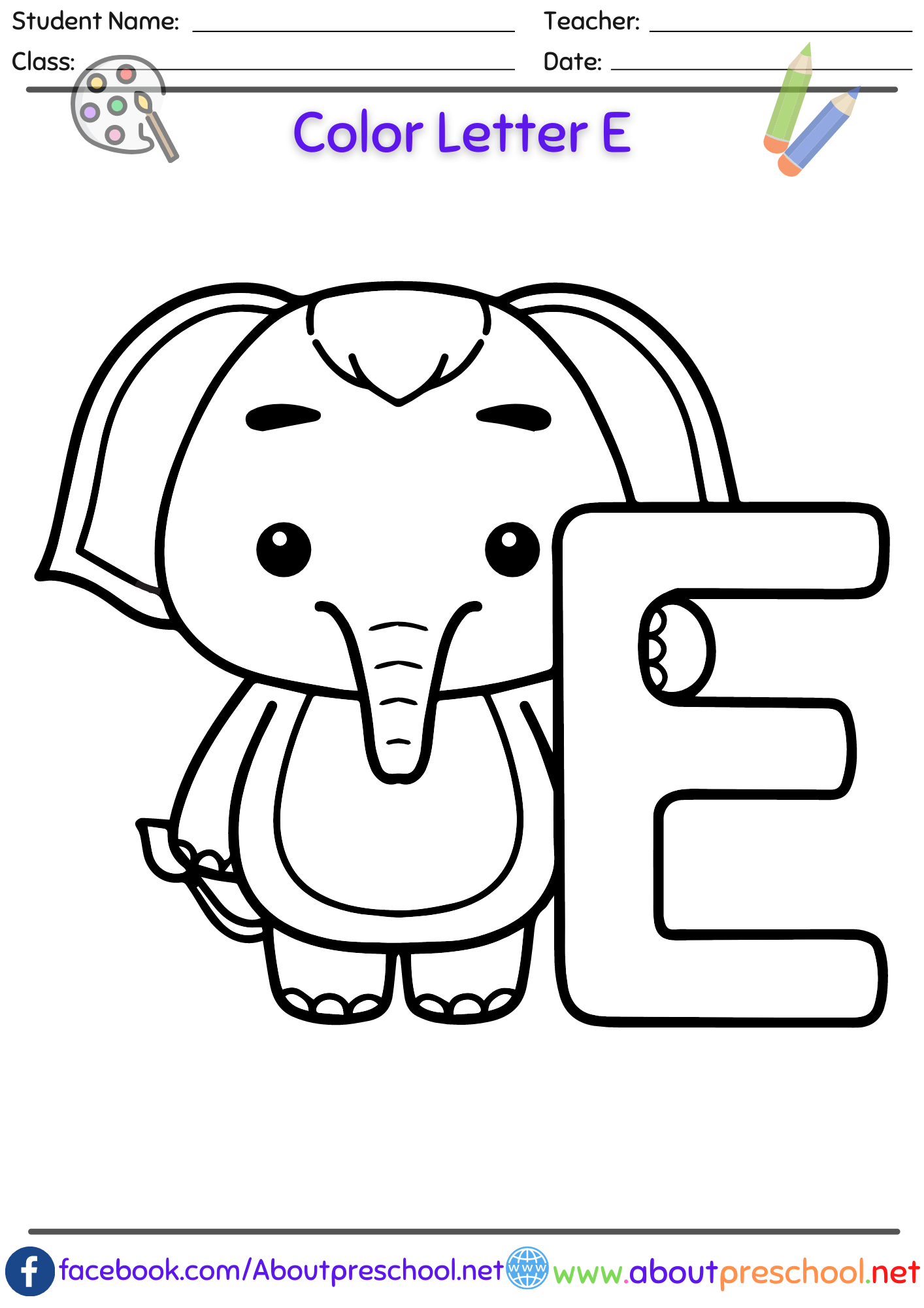 60 Printable Letter E Colouring Pages 22