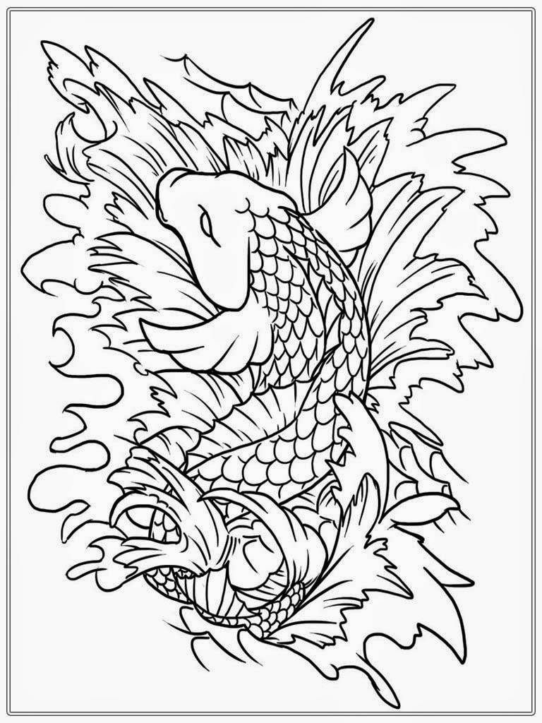 35 Printable Koi Fish Colouring Pages 11