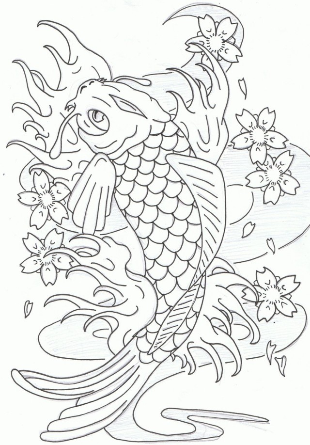 35 Printable Koi Fish Colouring Pages 14