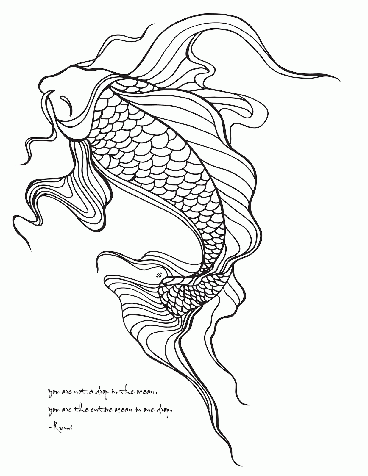 35 Printable Koi Fish Colouring Pages 17