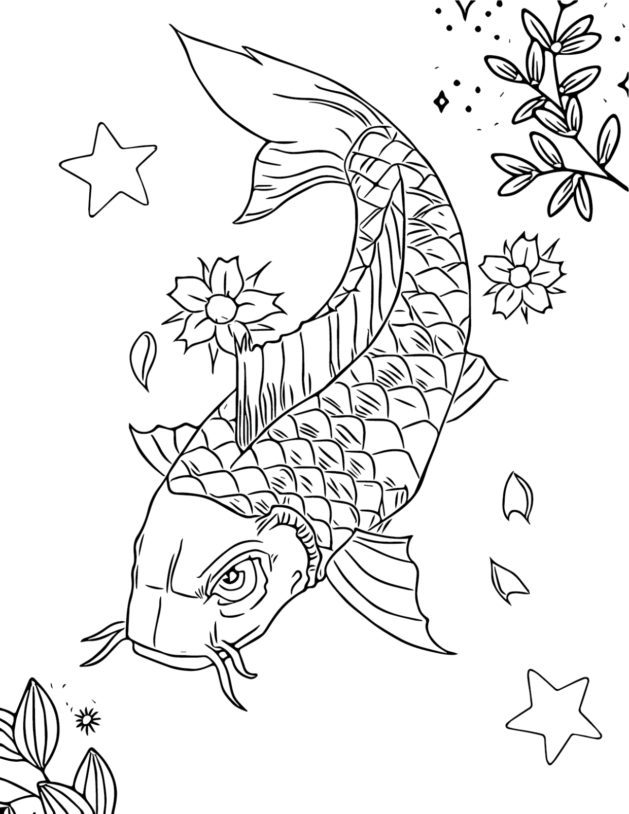 35 Printable Koi Fish Colouring Pages 19