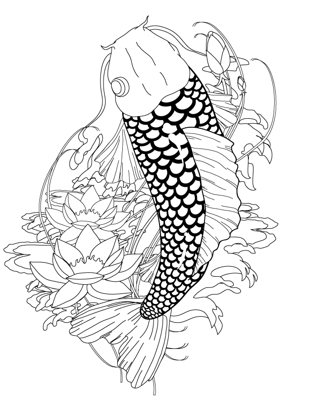 35 Printable Koi Fish Colouring Pages 2