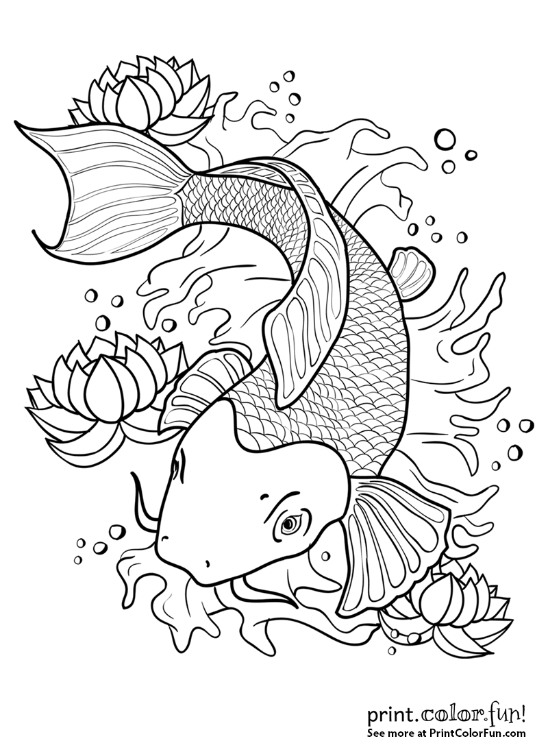 35 Printable Koi Fish Colouring Pages 34