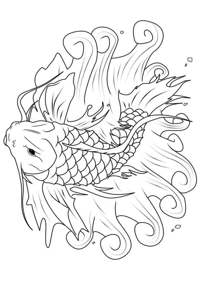 35 Printable Koi Fish Colouring Pages 4