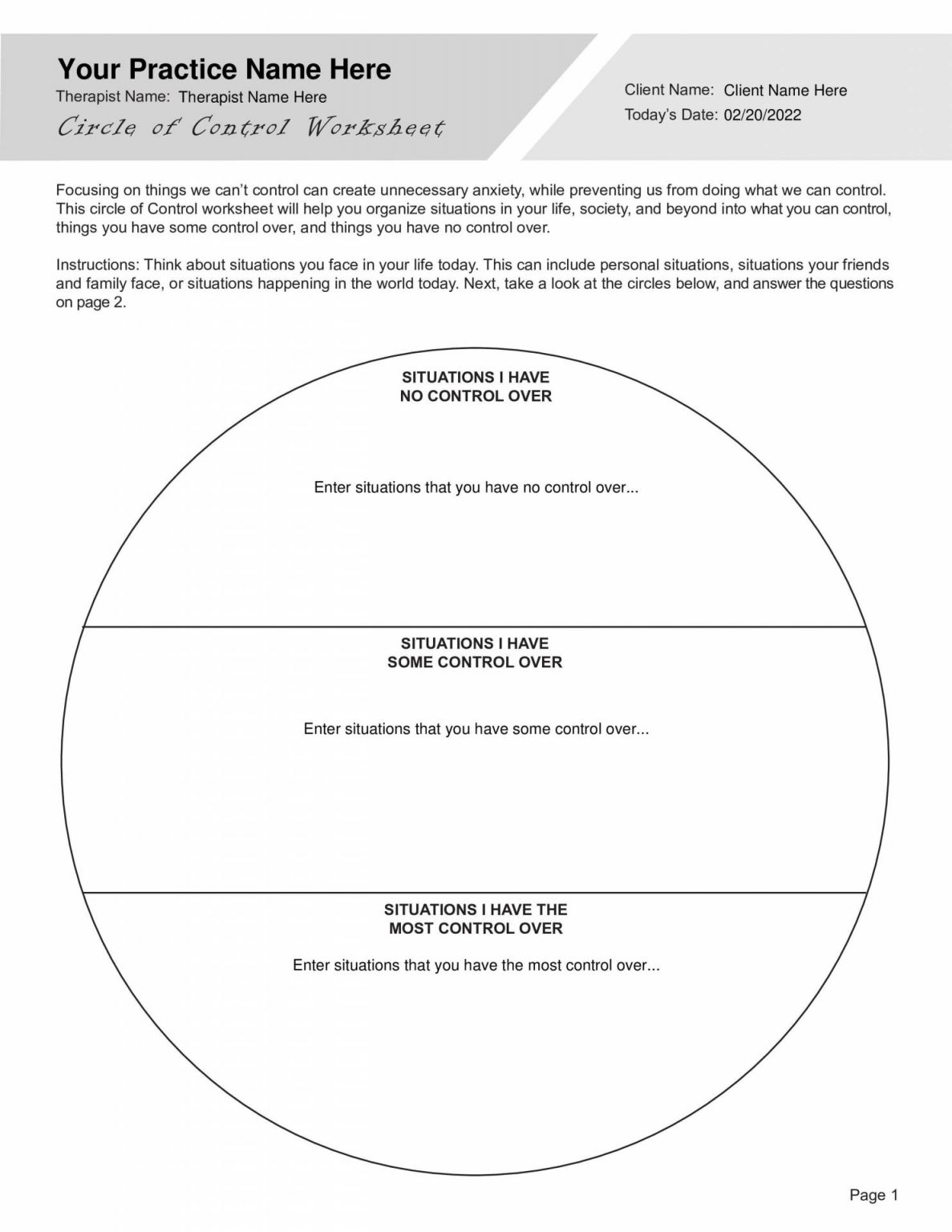 Save 60 Circle Of Control Worksheets Ideas 32