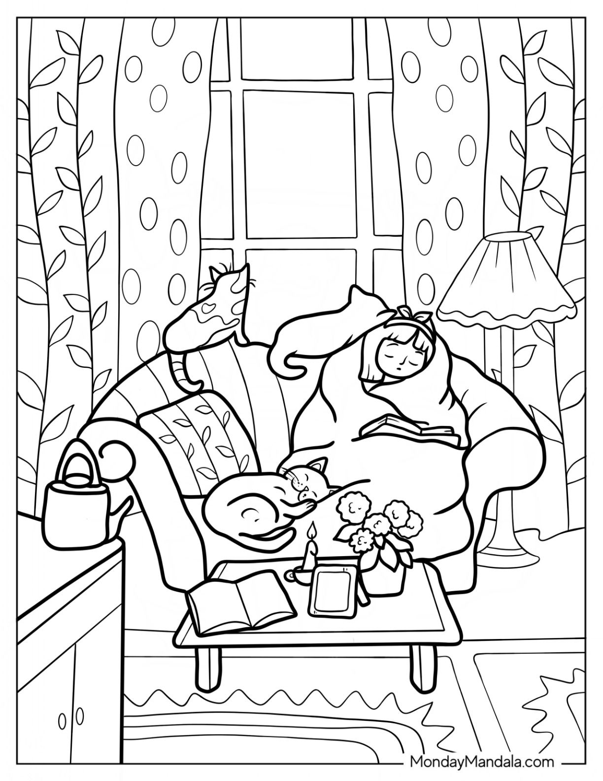 20 Cozy Girl Coloring Book Pages Colored